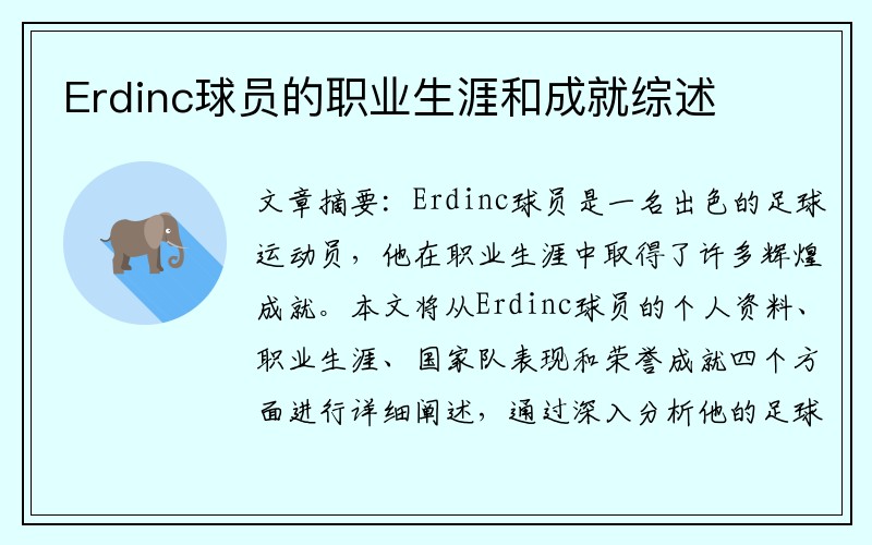 Erdinc球员的职业生涯和成就综述